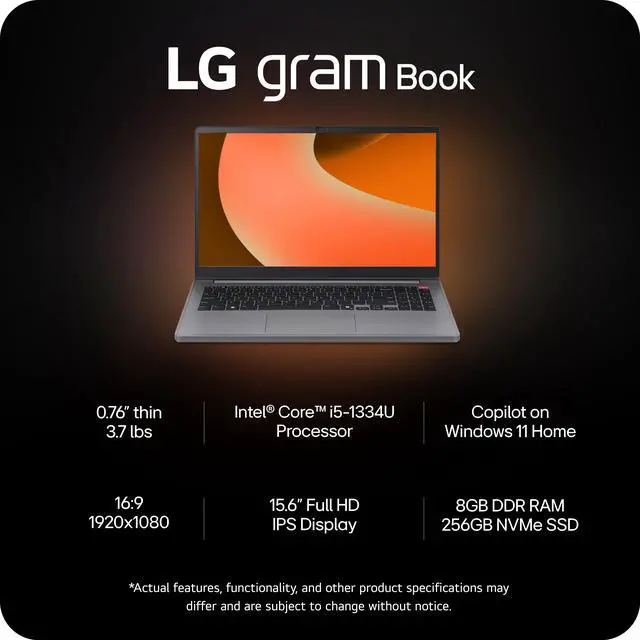 Alt view image 3 of 16 - LG Gram Book 15.6" Intel Core i5-1334U Laptop 32GB Memory 1.5 TB SSD Intel Iris Xe Graphics Windows 11 Home 15U50T-G.ARS2U1