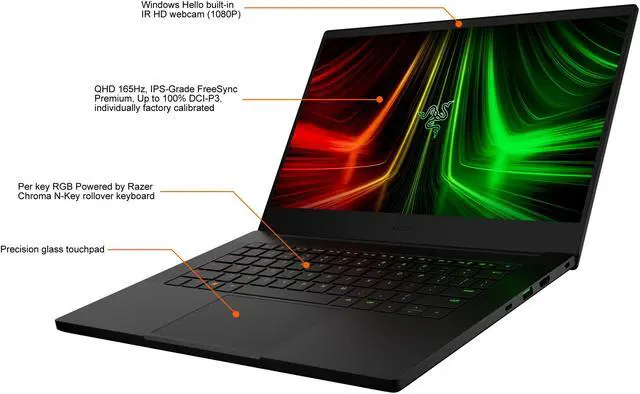 Alt view image 5 of 20 - Razer Blade 14 (2022) - 14.0" GeForce RTX 3080 Ti Laptop GPU - AMD Ryzen 9 6900HX  - 16 GB DDR5 Memory - 1 TB PCIe SSD - Windows 11 Home 64-bit - Gaming Laptop - 165 Hz IPS (RZ09-0427PEA3-R3U1 )