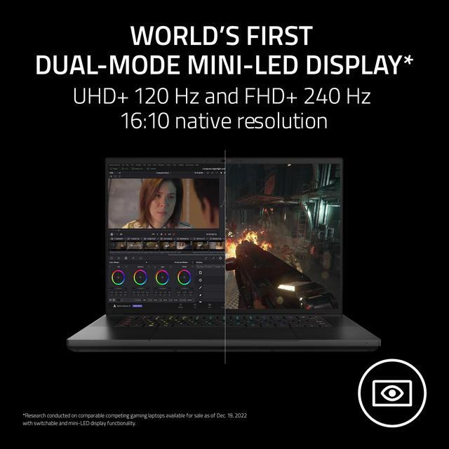 Alt view image 14 of 14 - Razer Blade 16 - 16.0" DUAL-MODE: UHD + 120Hz / FHD + 240Hz Mini LED - Intel Core i9 13th Gen 13950HX (2.20GHz) - NVIDIA GeForce RTX 4090 Laptop GPU - 32 GB DDR5 - 2 TB PCIe SSD - Windows 11 Home - Gaming Laptop (RZ09-0483UEJ4-R3U1)