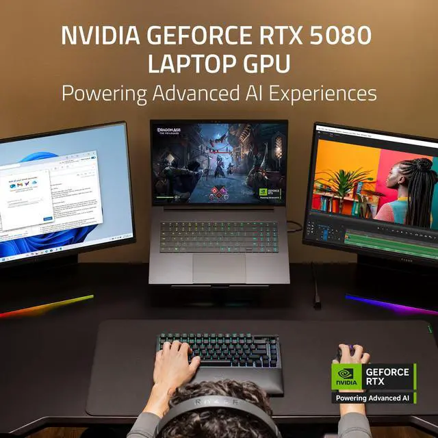 Alt view image 5 of 10 - Razer Blade 18 - 18" GeForce RTX 5080 Laptop GPU - Intel Core Ultra 9 275HX  - 32GB Memory - 1TB SSD M.2 NVMe PCIe 4.0 SSD - Windows 11 Home - Gaming Laptop - 240 Hz (RZ09-05298ER3-R3U1 )