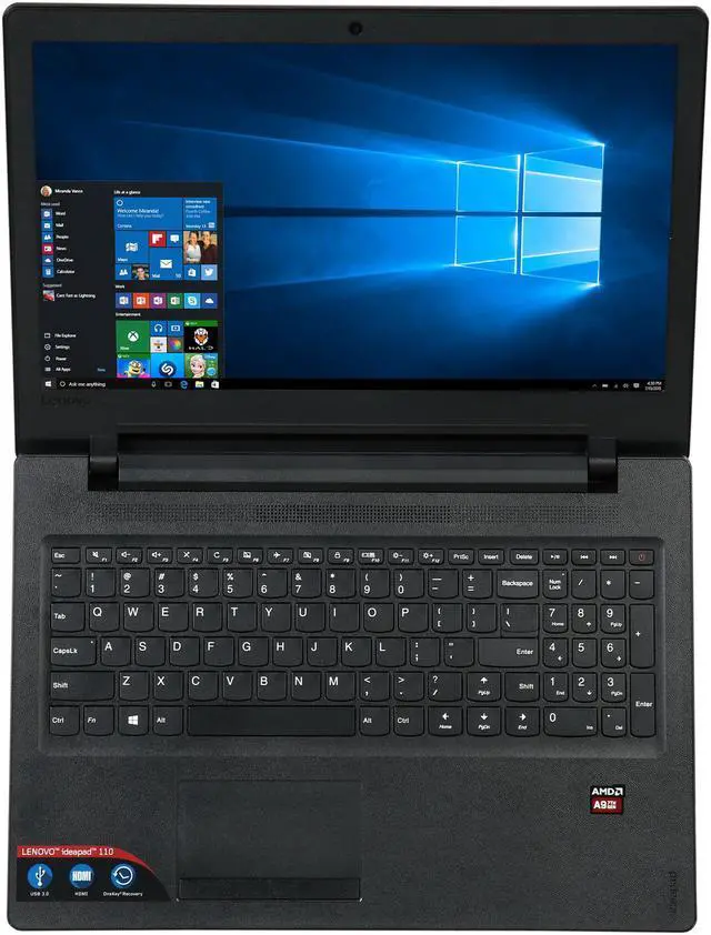 Alt view image 6 of 8 - Lenovo IdeaPad 110 80TR001DUS AMD A9-Series A9-9400 (2.40 GHz) 8 GB Memory 1 TB HDD AMD Radeon R5 Series 15.6" Windows 10 Home 64-Bit Like New Open Box