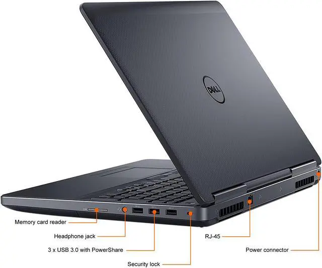 Alt view image 6 of 6 - DELL Precision Grade B Mobile Workstation Intel Core i7-7820HQ 32GB Memory 512 GB SSD NVIDIA Quadro M2200 15.6" Non-Touch Screen Windows 10 Pro 64-bit 7520