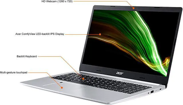 Alt view image 4 of 12 - Acer Laptop Aspire 5 AMD Ryzen 7 5700U 16GB Memory 512 GB NVMe SSD AMD Radeon Graphics 15.6" Non-Touch Screen Windows 11 Home 64-bit A515-45-R1BF