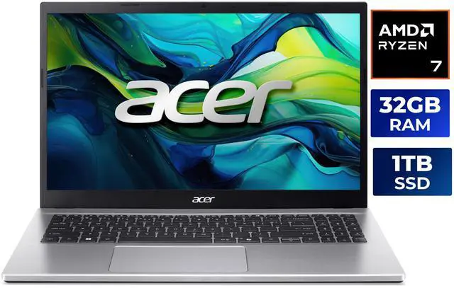 Main image of Acer Aspire Go 15 15.6" AMD Ryzen 7 5825U Laptop 32GB DDR4 Memory 1TB PCIe Gen4 SSD, Windows 11 Home AG15-42P-R1R7