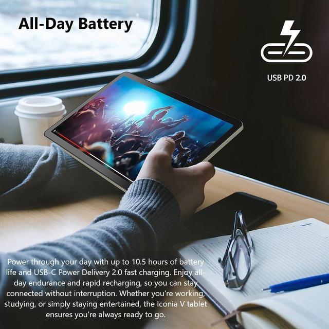 Alt view image 9 of 12 - Acer Iconia V-Series V10 V10-21-82CD 4GB LPDDR4X Onboard Memory Memory 10.1" 1920 x 1200 Tablet PC - Android OS and clear bumper case-Tablets Champagne Gray