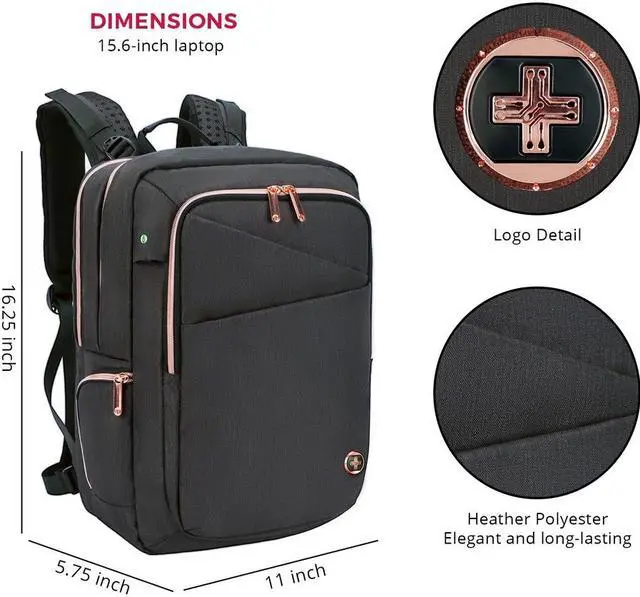Alt view image 2 of 4 - Swissdigital KATY ROSE Black Massage Backpack - Stylish Travel & Work Bag with Patented Massage System -  Smart USB Charging Port - RFID Protection -  Fits 16" Laptop  SD1006M-01