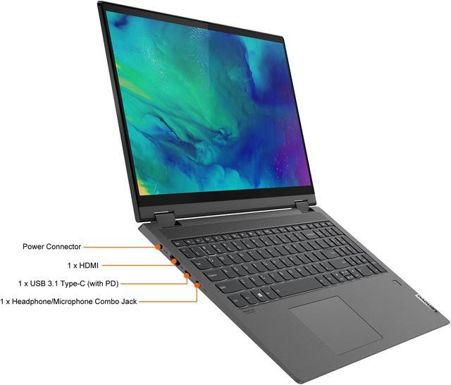 Alt view image 7 of 17 - Lenovo Flex 5 15ALC05 AMD Ryzen 7 5700U 16GB Memory 512 GB PCIe SSD AMD Radeon Graphics 15.6" Touch Screen 1920 x 1080 Convertible 2-in-1 Laptop Windows 10 Home 64-bit 82HV0000US