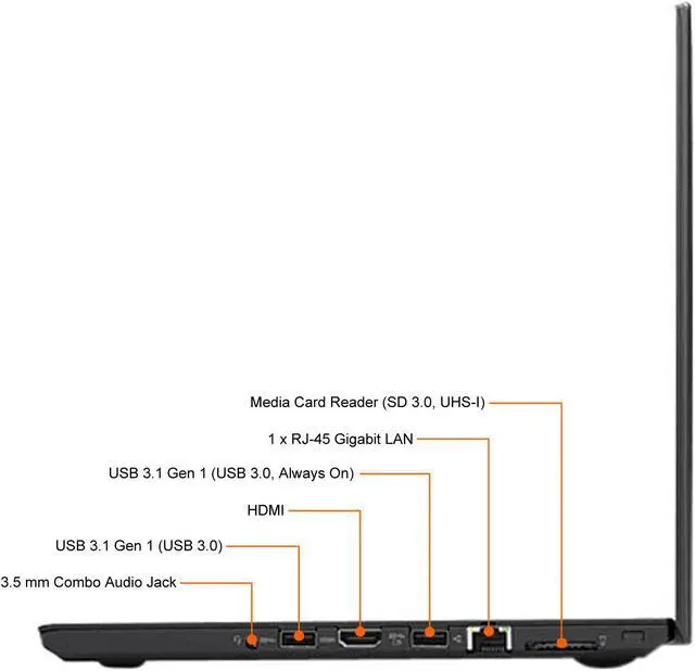 Alt view image 8 of 11 - Lenovo Laptop ThinkPad Intel Core i5-6300U 8GB Memory 256 GB SSD Intel HD Graphics 520 14.0" Non-Touch Screen Windows 10 Pro 64-bit T470