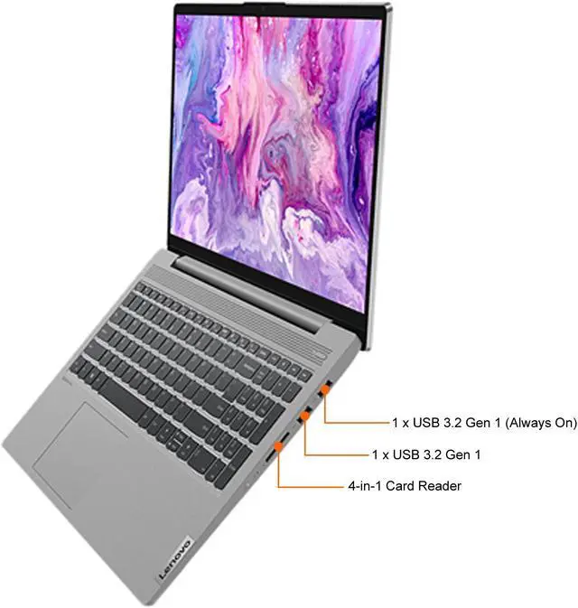 Alt view image 8 of 11 - Lenovo Laptop IdeaPad 5 15ALC05 AMD Ryzen 7 5700U 8GB Memory 512 GB PCIe SSD AMD Radeon Graphics 15.6" Non-Touch Screen Windows 11 Home 64-bit 82LN00F8US