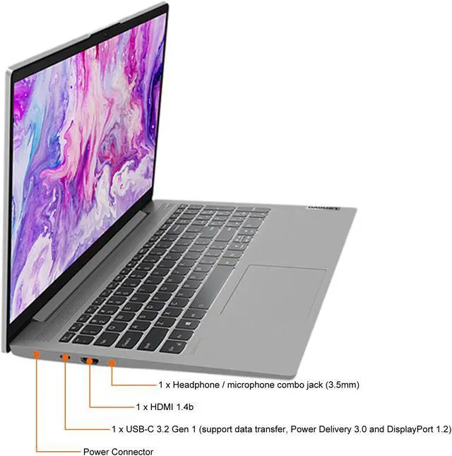 Alt view image 10 of 11 - Lenovo Laptop IdeaPad 5 15ALC05 AMD Ryzen 7 5700U 8GB Memory 512 GB PCIe SSD AMD Radeon Graphics 15.6" Non-Touch Screen Windows 11 Home 64-bit 82LN00F8US