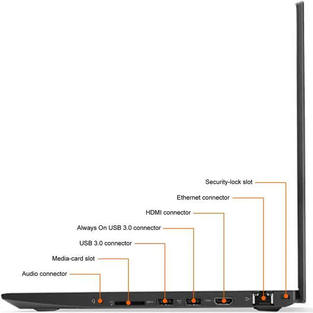 Alt view image 3 of 10 - Lenovo ThinkPad T570 Laptop Intel Core i5 7th Gen 7300U (2.60GHz) 16GB Memory 256 GB SSD Intel HD Graphics 620 15.6" Windows 10 Pro 64-bit