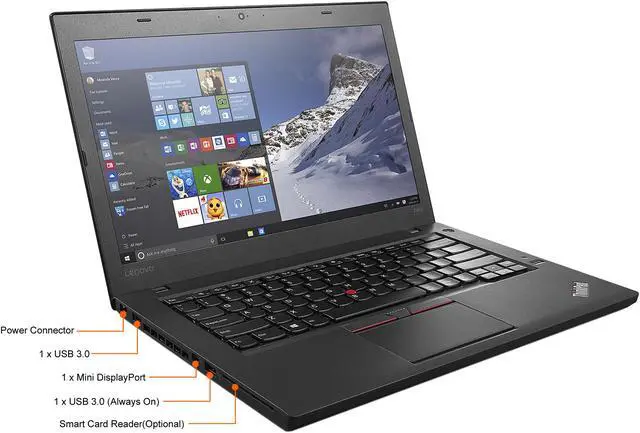 Alt view image 4 of 7 - Lenovo Laptop ThinkPad T460 Intel Core i5 6th Gen 6300U (2.40GHz) 8 GB Memory 256 GB SSD Intel HD Graphics 520 14.0" Windows 10 Pro 64-bit (Grade A Refurbished)