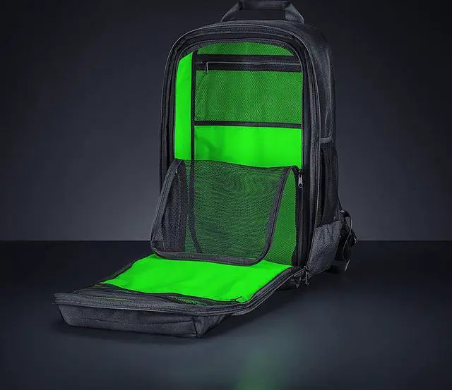 Alt view image 11 of 12 - Razer Concourse Pro 18" Backpack: Tear Resistant Bottom - Front Utility Flap for Greater Accessibility - Scratch-Proof Interior - Padded Mesh Weave Straps - Fits Up to 18 inch Laptops - Black