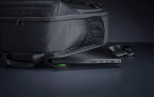 Alt view image 4 of 12 - Razer Concourse Pro 18" Backpack: Tear Resistant Bottom - Front Utility Flap for Greater Accessibility - Scratch-Proof Interior - Padded Mesh Weave Straps - Fits Up to 18 inch Laptops - Black