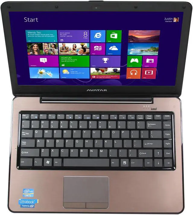 Alt view image 6 of 8 - Avatar Tellus Intel Core i3 4GB 500GB HDD+32GB SSD 14" Ultrabook Coffee Brown/Black (AVIU-143A3)