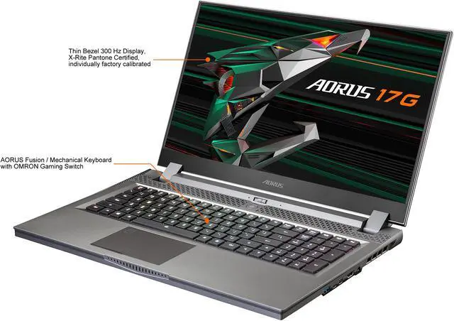 Alt view image 4 of 20 - GIGABYTE AORUS 17G - 17.3" 300 Hz - Intel Core i7-10870H - NVIDIA GeForce RTX 3080 Laptop GPU 8 GB GDDR6 - 32 GB Memory - 1 TB PCIe SSD - Windows 10 Home - Gaming Laptop (AORUS 17G YC-8US6450RH)