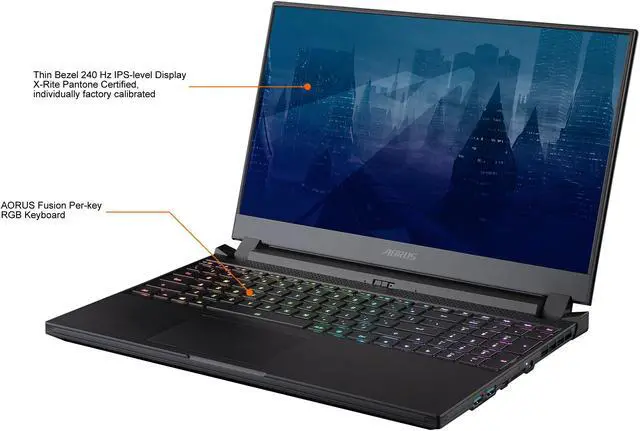 Alt view image 4 of 12 - GIGABYTE AORUS 15P XD - 15.6" FHD IPS Anti-Glare 240Hz, Intel Core i7 11th Gen 11800H, NVIDIA GeForce RTX 3070, 8GB GDDR6, 16GB Memory, 1TB SSD, Win10 Home, Gaming Laptop (AORUS 15P XD-73US224SH)
