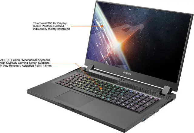 Alt view image 4 of 13 - GIGABYTE AORUS 17G XD - 17.3" FHD IPS Anti-Glare 300Hz, Intel Core i7 11th Gen 11800H, NVIDIA GeForce RTX 3070, 8GB GDDR6, 16GB Memory, 512GB SSD, Win10 Home, Gaming Laptop (AORUS 17G XD-73US325SH)