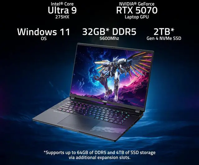 Alt view image 12 of 16 - GIGABYTE - AORUS ELITE 16 Gaming Laptop - 165Hz 2560x1600 WQXGA - NVIDIA GeForce RTX 5070 - Intel Core Ultra 9 275HX - 2TB SSD with 32GB DDR5 RAM - Windows 11 Home AD (AORUS ELITE 16 BWHC3USC65SH)