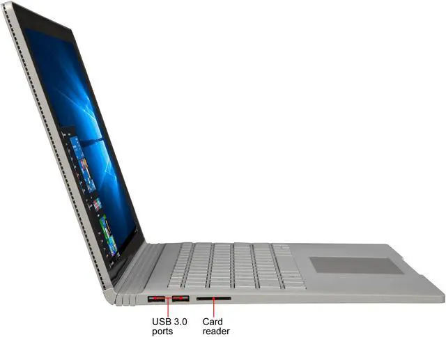 Alt view image 4 of 8 - Microsoft Surface Book SV9-00001 Ultrabook Intel Core i5 6300U (2.40 GHz) 8 GB Memory 256 GB SSD Intel HD Graphics 520 13.5" 3000 x 2000 Touchscreen 5 MP Front / 8 MP Rear Camera Windows 10 Pro 64-Bit Bundle With Pen