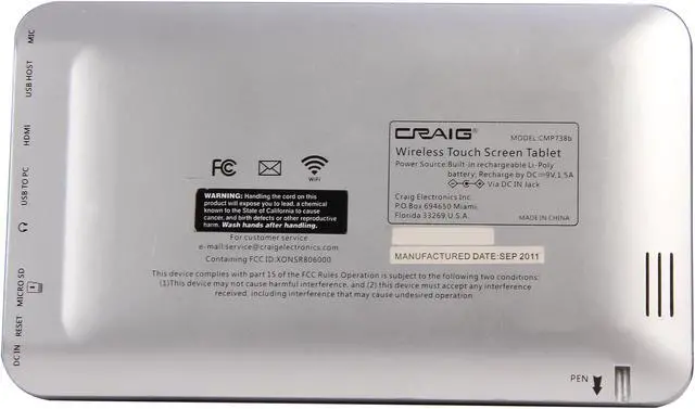 Alt view image 4 of 6 - Craig Electronics CMP738B 256MB DDR2 Memory 7.0" 800 x 480 Tablet Android 2.2 (Froyo)