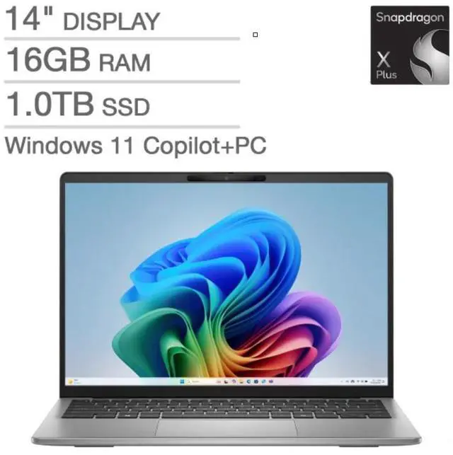 Alt view image 4 of 6 - Dell Inspiron Laptop Snapdragon X Plus (10 core) X1P-64-100 Processor 16GB 1TB SSD 14"(1920 x 1200) W11 Gray