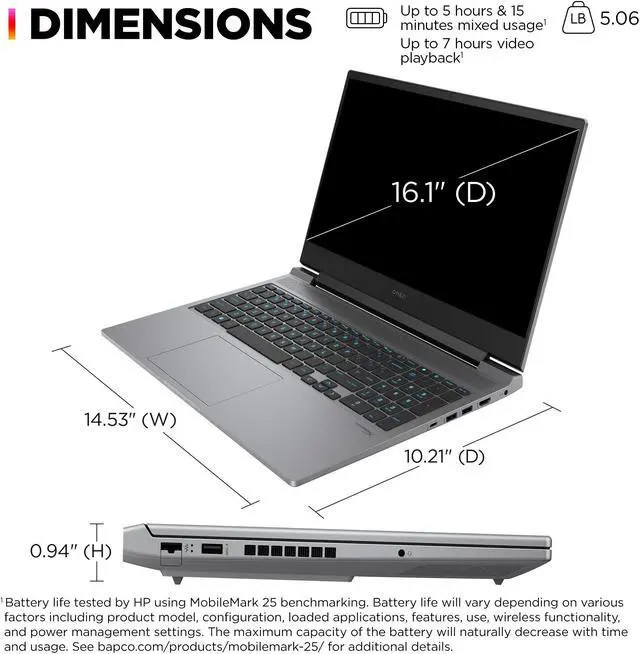 Alt view image 5 of 8 - HP OMEN Gaming Laptop Intel Core i7-14650HX 2.20 GHz NVIDIA GeForce RTX 4060  32GB DDR5 RAM 1TB NVMe SSD 16.1" Windows 11 Home 16-AE0073CL