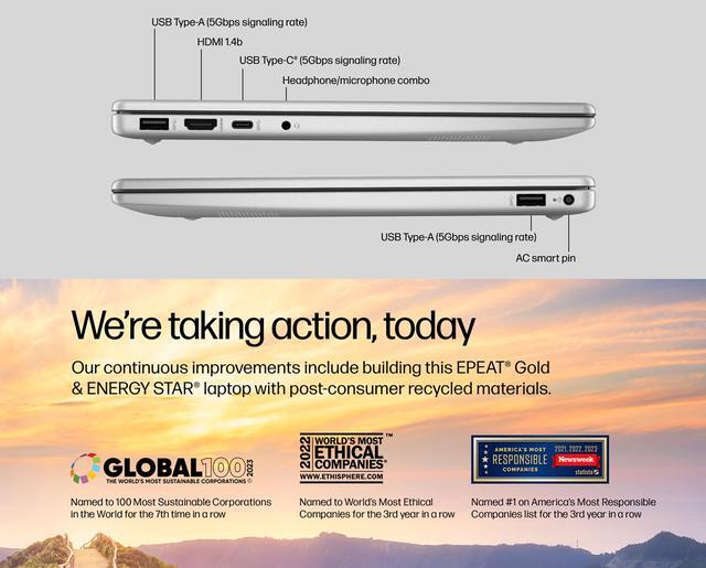Alt view image 4 of 10 - HP Notebook Intel Core 3 100U 12GB Memory 512 GB NVMe SSD Intel Graphics 14.0" Windows 11 Home 14-ep1063cl