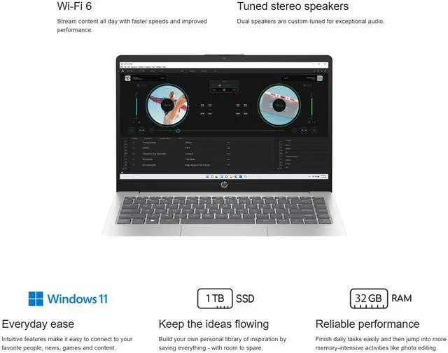 Alt view image 7 of 9 - HP 14" HD Laptop AMD Ryzen 7 7730U 32GB Memory 1 TB NVMe SSD AMD Radeon Graphics