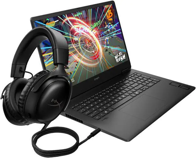 Main image of HP Omen 17.3" FHD 144Hz Gaming Laptop + HyperX Cloud III Bundle, AMD Ryzen 7 8845HS, NVIDIA GeForce RTX 4060, 16GB DDR5 5600, 512GB NVMe SSD, Windows 11 Home