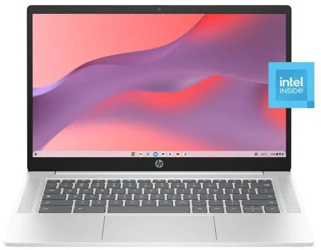 Main image of HP 14 inch Chromebook Laptop, Intel Processor N200, 4GB RAM - 128GB UFS, Chrome OS - Glacier Silver