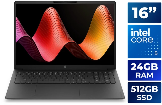 Main image of HP OmniBook 3 16.0" Intel Core 5 120U 24GB DDR5 Memory DDR5 5200 512GB NVMe SSD Windows 11 Home 16-bu0070ca