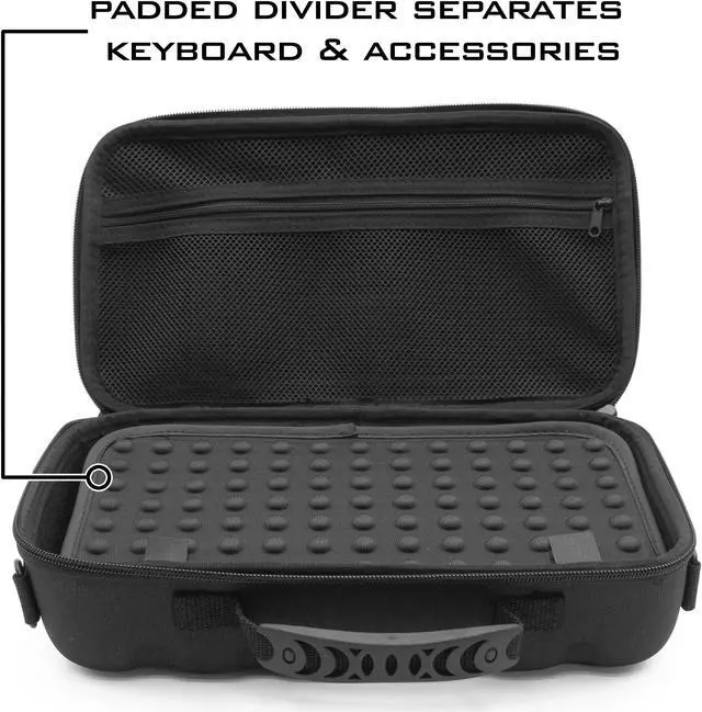 Alt view image 3 of 5 - CASEMATIX - 60% Keyboard Case Compatible with Keys up to 11.5" - Travel Case with Shoulder Strap and Netted Accessory Storage