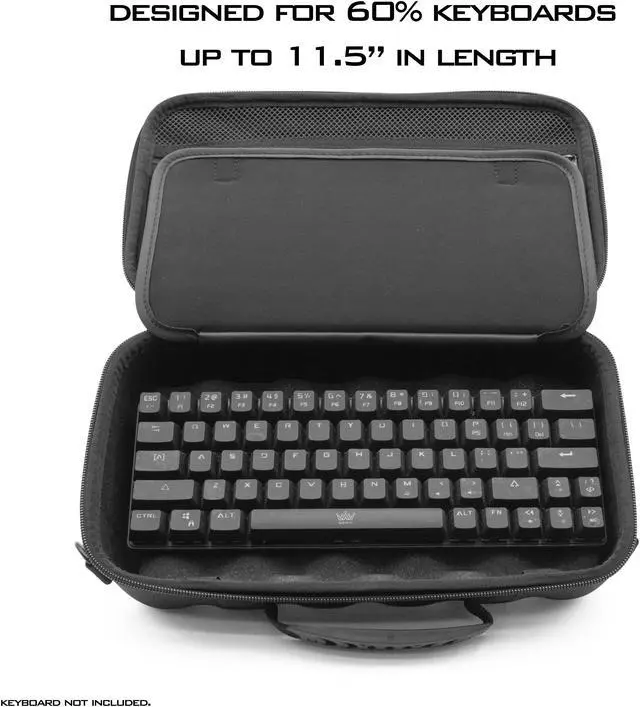 Alt view image 2 of 5 - CASEMATIX - 60% Keyboard Case Compatible with Keys up to 11.5" - Travel Case with Shoulder Strap and Netted Accessory Storage