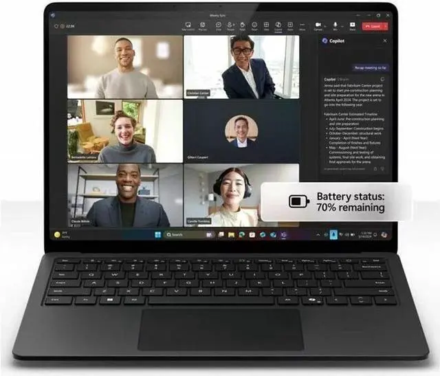 Alt view image 3 of 6 - Microsoft Surface Laptop 7 13.8" Touchscreen - Qualcomm Snapdragon X Elite - 16 GB - 512 GB SSD - Graphite - Windows 11 Home - English Keyboard - 20Hours Battery Run Time ZGZ-00038