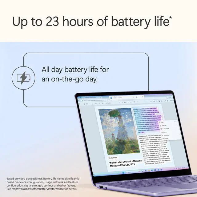 Alt view image 10 of 19 - Microsoft 13" Surface Laptop Copilot+ PC, Snapdragon X Plus 8-Core, 16GB RAM, 512GB UFS, Violet, Latest Model
