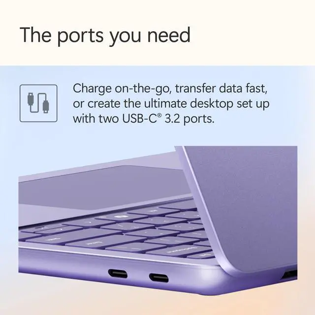 Alt view image 13 of 19 - Microsoft 13" Surface Laptop Copilot+ PC, Snapdragon X Plus 8-Core, 16GB RAM, 512GB UFS, Violet, Latest Model