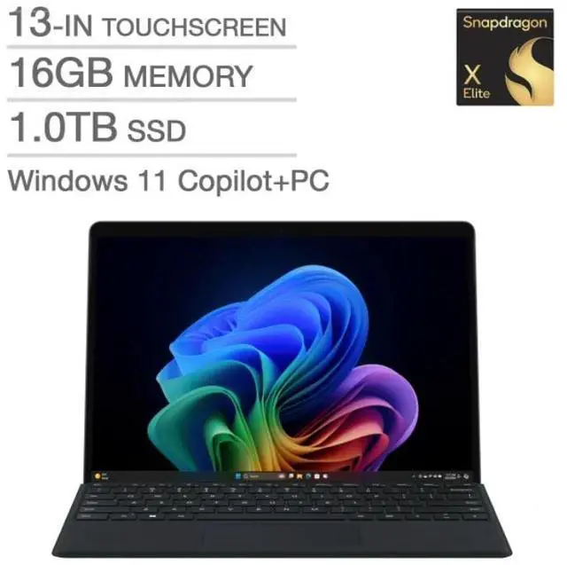 Main image of Microsoft Surface Pro Copilot+ PC Laptop Bundle Qualcomm Snapdragon X Elite 16GB Memory 1 TB SSD 13.0" Touchscreen Windows 11 Home (EP2-23855)