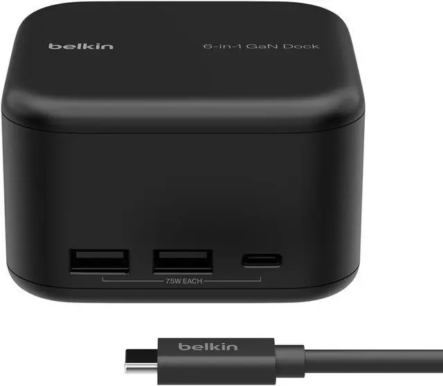 Main image of Belkin Connect USB-C 6-in-1 Core GaN Dock (Black)