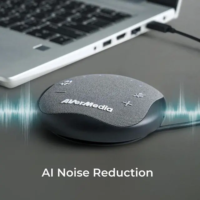 Alt view image 6 of 8 - AVerMedia AS315 Portable Speakerphone Works with Zoom, Teams, Skype, USB-C Docking Station, USB Hub, Portable Conference Speaker and Microphone, AI Noise Reduction
