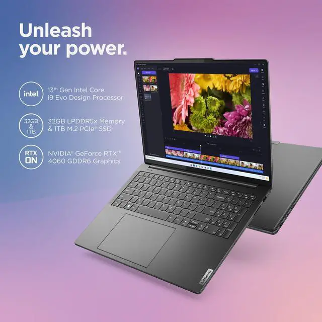 Alt view image 14 of 20 - Lenovo Laptop Slim Pro 9 16IRP8 Intel Core i9 13th Gen 13905H (2.60GHz) 32 GB Memory 1 TB NVMe SSD NVIDIA GeForce RTX 4060 Laptop GPU 16.0" Touchscreen Windows 11 Home Intel Evo Platform 83C00004US