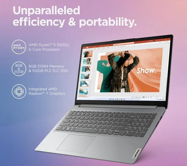 Alt view image 14 of 18 - Lenovo  IdeaPad 1 15ALC7 AMD Ryzen 5 5000 Series 5500U (2.10GHz) 8GB Memory 512 GB PCIe SSD AMD Radeon Graphics 15.6" Windows 11 Home 64-bit 82R400EMUS