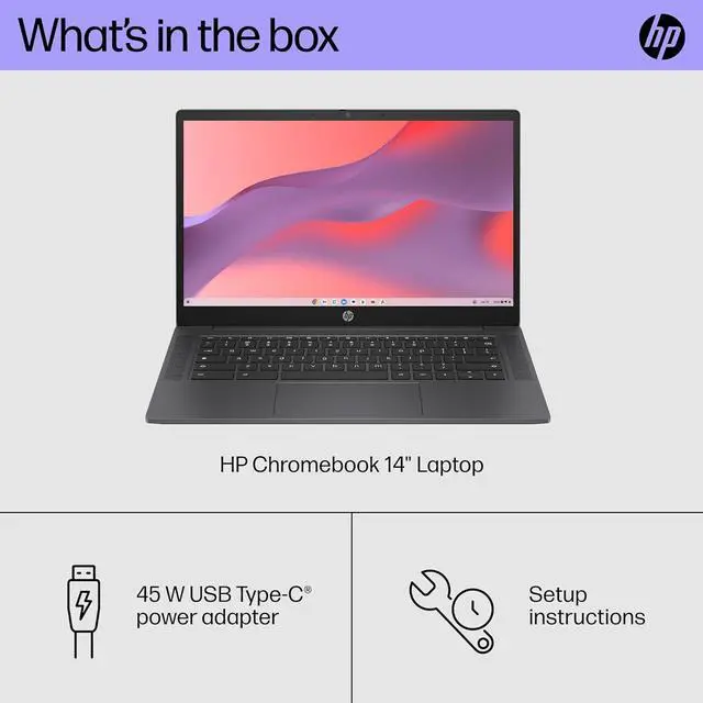 Alt view image 3 of 10 - HP Chromebook Intel Processor N100 4 GB LPDDR5 Memory 64 GB eMMC SSD 14" Non-Touch Screen Chrome OS 14a-nf0000nr