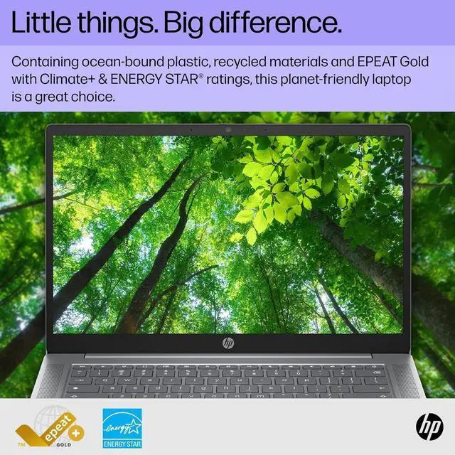 Alt view image 7 of 10 - HP Chromebook Plus Chromebook Intel Core i3-N305 8 GB LPDDR5 Memory 128 GB UFS SSD 14" Non-Touch Screen Chrome OS 14a-nf0050nr