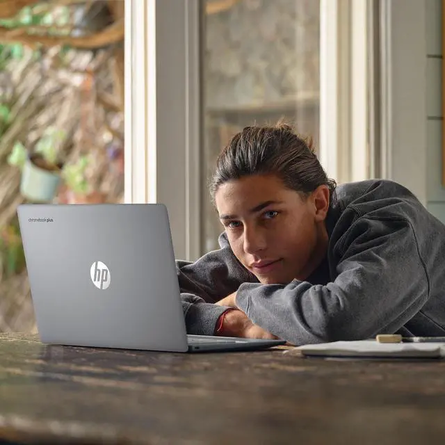 Alt view image 9 of 10 - HP Chromebook Plus Chromebook Intel Core i3-N305 8 GB LPDDR5 Memory 128 GB UFS SSD 14" Non-Touch Screen Chrome OS 14a-nf0050nr