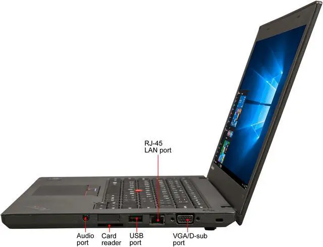 Alt view image 5 of 11 - Lenovo Grade B Laptop Lenovo T450 Intel Core i5-5300U 8GB Memory 240 GB SSD 14.0" Non-Touch Screen Windows 10 Pro 64-bit T450