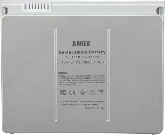 Alt view image 4 of 5 - Anker® New Laptop Battery for Apple A1175 A1211 A1226 A1260 A1150 MacBook Pro 15", Aluminum Body as Original (Not Plastic)