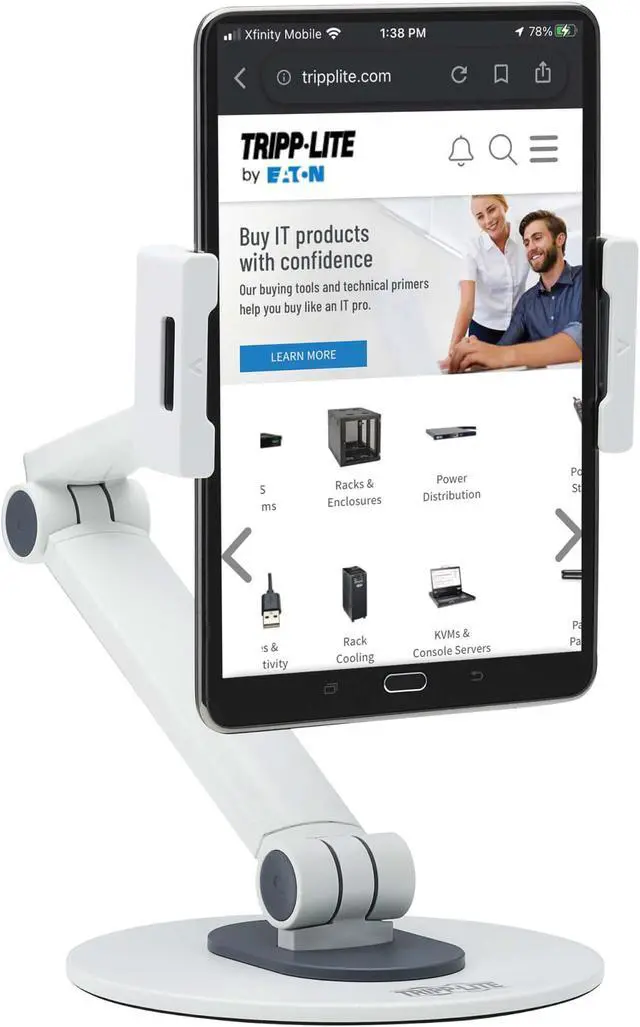 Alt view image 6 of 6 - Tripp Lite Full-Motion Flexible Long-Arm Desktop Smartphone and Tablet Mount - White DMTBD413