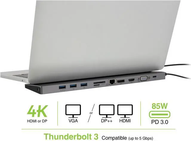 Alt view image 4 of 5 - IOGEAR Docking Station Dock Pro 100 USB-C 4K Ultra-Slim Station - GUD3C02B