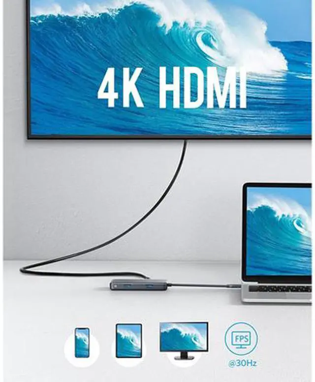 Alt view image 4 of 7 - Anker Gray PowerExpand+ 7-in-1 USB-C PD Ethernet Hub